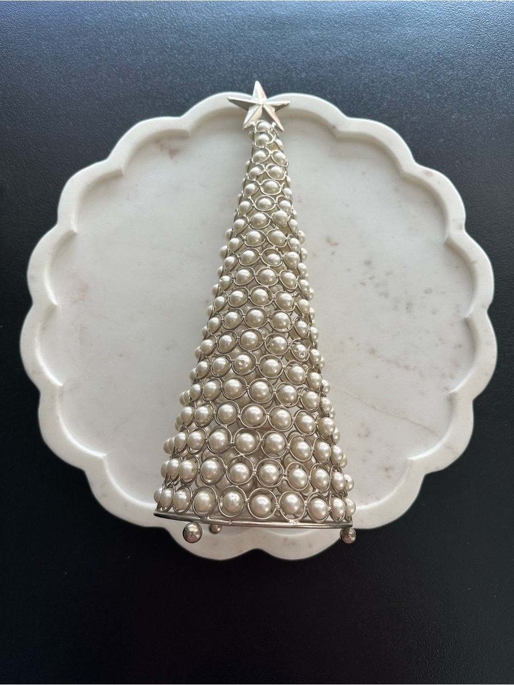 Rachel Zoe ~ Faux Pearl Decor Christmas Tree with Star 15.5 inches
